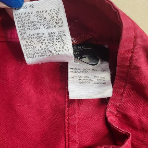 VTG WEEKEND MaxMara Red Jacket Size Medium Moto Double Zip Italian Made Cotton - Picture 11 of 11